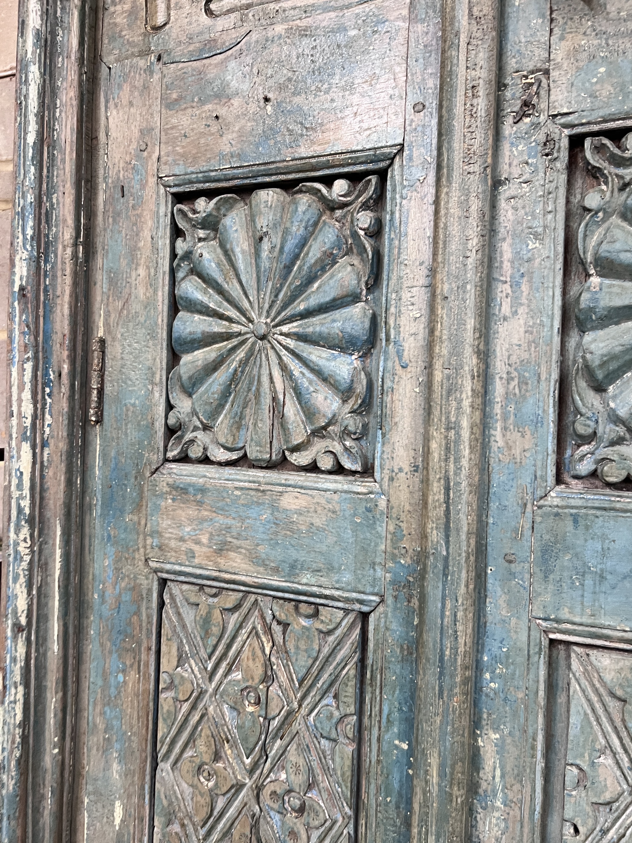 An Indonesian painted hardwood tall cabinet, width 81cm, depth 39cm, height 247cm